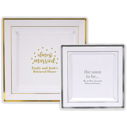 Design Your Own Personalized Banded Square Plastic Plates